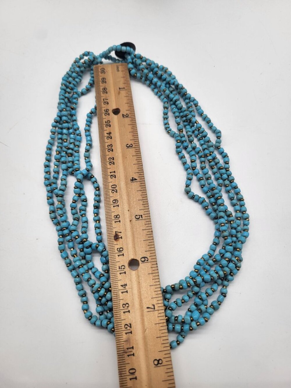 Boho Turquoise Blue Colored Beaded Necklace Multi Strand Southwestern - Picture 3 of 5